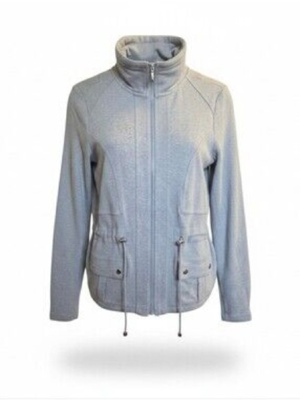 Laura Ashley Light Gray Utility Zip Jacket with Stand Collar